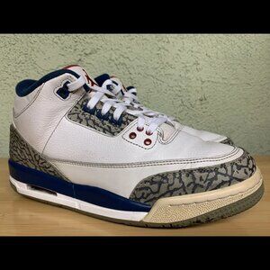 RARE🚀 Nike Air Jordan 3 Retro True Blue 2016 White Red 854261-106 Youth Size 7Y
